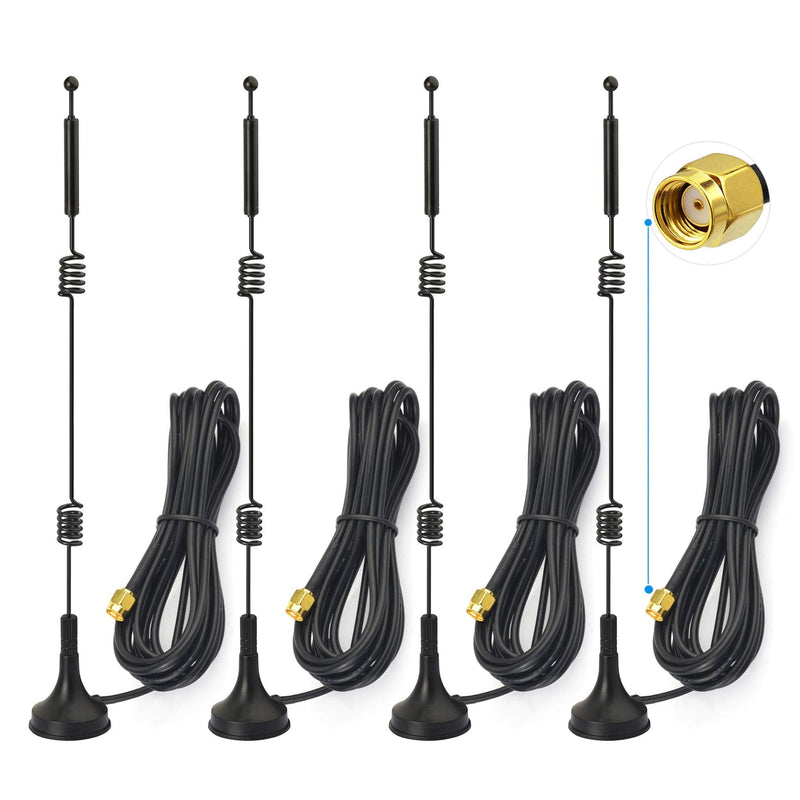 Bingfu Dual Band WiFi 2.4GHz 5GHz 5.8GHz 9dBi Magnetic Base MIMO RP-SMA Male Antenna 4-Pack for WiFi Router Wireless Network Card USB Adapter Security IP Camera 4-Pack [RP-SMA] Male Antenna