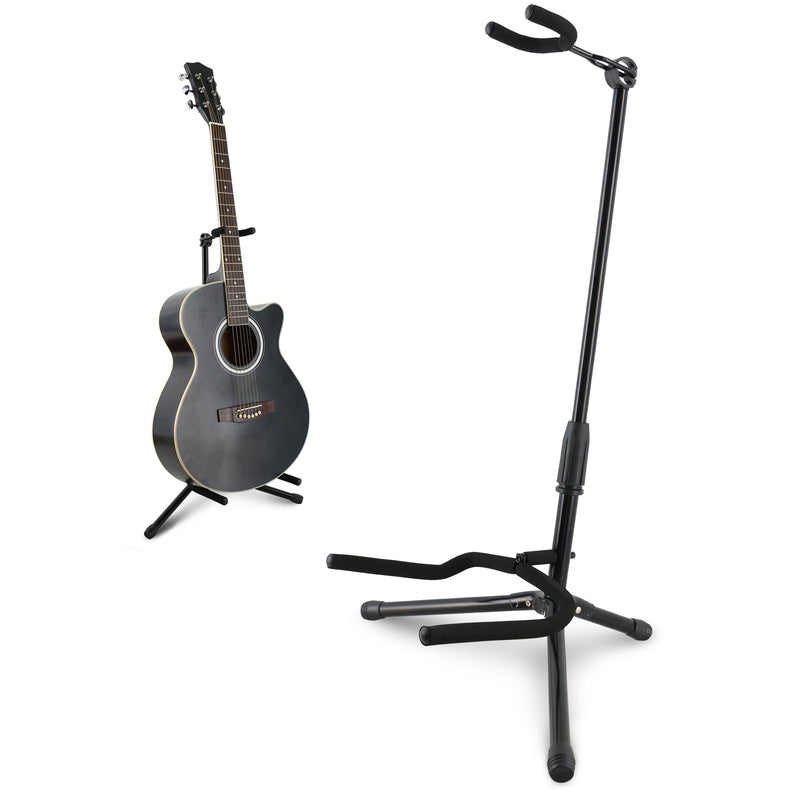 EASTROCK Guitar Stand - Guitar Stands Floor Adjustable Folding Guitar Stand for Acoustic Electric Bass Guitar Banjo Mandolin, Black Tripod with Foam Padding & Non-Slip Feet (1PACK) 1PACK