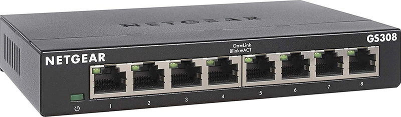 NETGEAR 8-Port Gigabit Ethernet Unmanaged Network Switch (GS308) | Essentials Model, Home Network Hub, Office Ethernet Splitter, Plug-and-Play, Silent Operation, Desktop or Wall Mount 8 Port