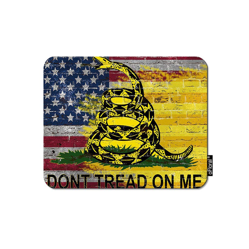 oFloral American Flag Gaming Mouse Pad Dont Tread On Me Letter Yellow Snack Brick Wall Decorative Mousepad Rubber Base Home Decor for Computers Laptop Office Home 7.9X9.5 Inch
