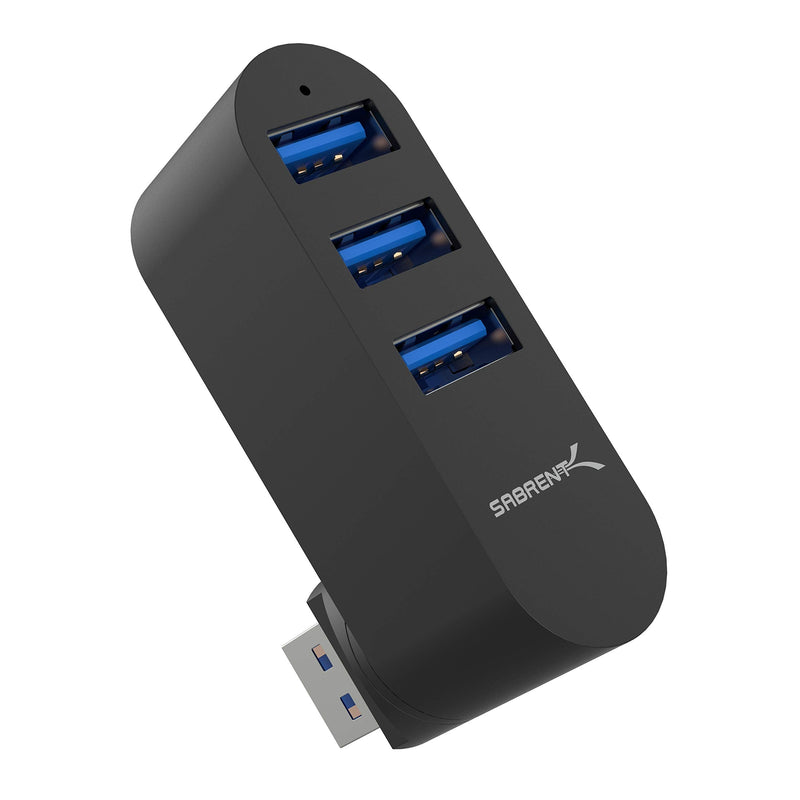 SABRENT Premium 3-Port Aluminum Mini USB 3.0 Hub [90°/180° Degree Rotatable] (HB-R3MB) Black
