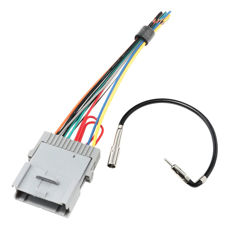 RED WOLF Compatible with GM Chevy GMC Buick 1998-2008 & GM-10 Antenna Adapter Plug Aftermarket Stereo Radio Wiring Harness