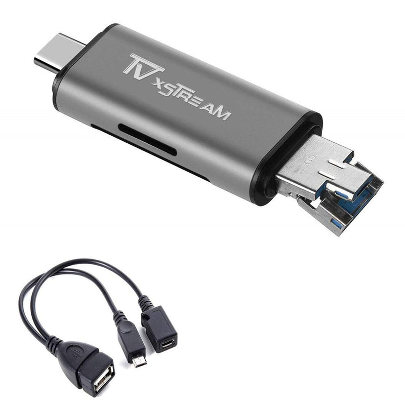 SD Card Reader, Storage Expansion OR File Transfer KIT for FIRESTICKS, Media Devices, Gaming Systems, 3-in-1 USB 2.0 / USB C/Micro USB Card Reader - SD Card, Micro SD, Includes OTG Cable