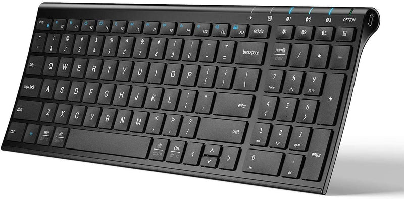 iClever BK10 Bluetooth Keyboard, Universal Wireless Keyboard, Rechargeable Bluetooth 5.1 Multi Device Keyboard with Number Pad Full Size Stable Connection for Windows, iOS, Android, Mac