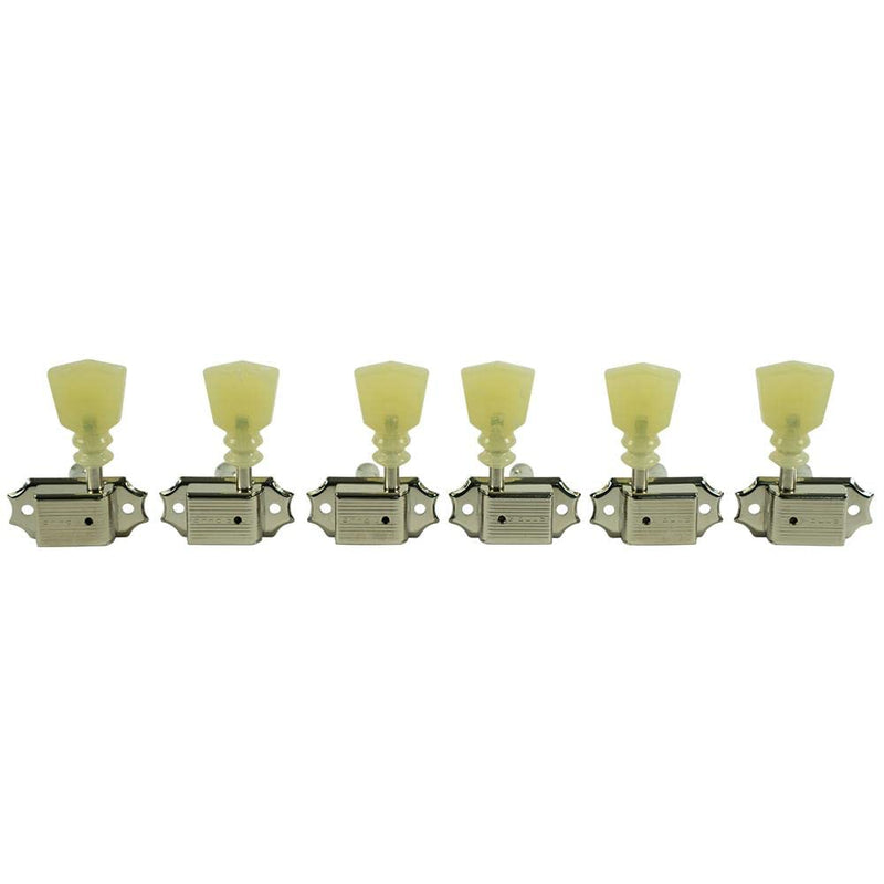 [AUSTRALIA] - Kluson Traditional 3+3 Pearl Double Ring Button Single Line Nickel 