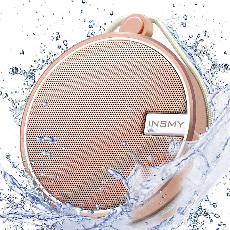 INSMY C12 IPX7 Waterproof Shower Bluetooth Speaker, Portable Small Speaker, Speakers Bluetooth Wireless Loud Clear Sound Support TF Card Suction Cup for Outdoor Kayak Canoe Beach Gift (Cashmere Pink) Cashmere Pink
