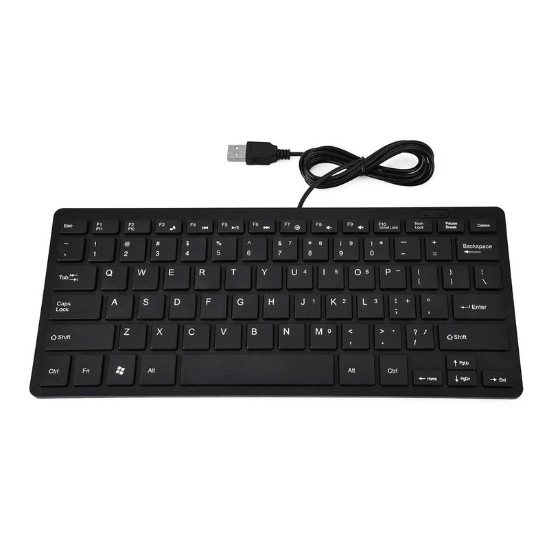 Mini Wired Keyboard,Ultra Thin Full Size USB Wire Corded Keyboard,Portable 78 Keys USB Multimedia Game Office Keyboard, Suitable for PC, Computer, Apple Mac, Laptop, Windows (Black) Black