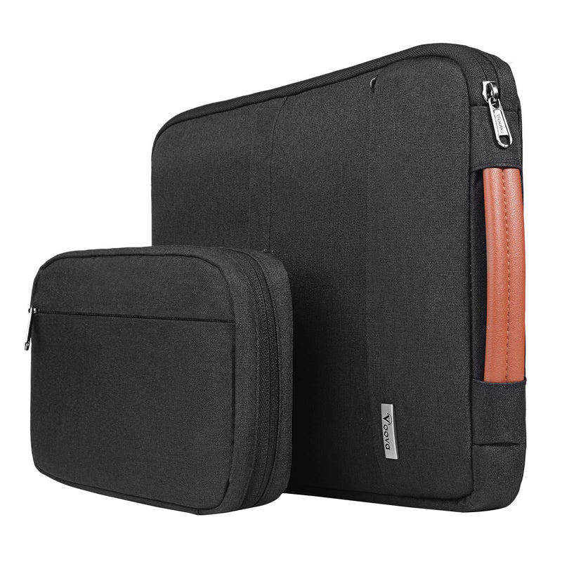 Voova Laptop Sleeve Case 15.6 Inch Compatible with MacBook Pro 15, New MacBook Pro 16 M1 Pro/Max, 15-16" Microsoft Hp Lenovo Dell Acer Asus, 2 in 1 Waterproof Computer Bag with Detachable Pouch, Black 15-16 Inch (15.7 x 11.8 x 1.2 in)