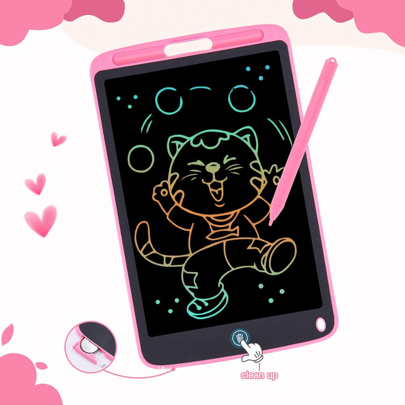 Toys Gifts for Girls, LCD Writing Tablet for Kids, Toddler Toys for 3 4 5 6 7 Year Old, 10 Inch Doodle Board Erasable Drawing Tablet Writing Pad Drawing Pad with Lanyard, Toddler Travel Toys (Pink) pink