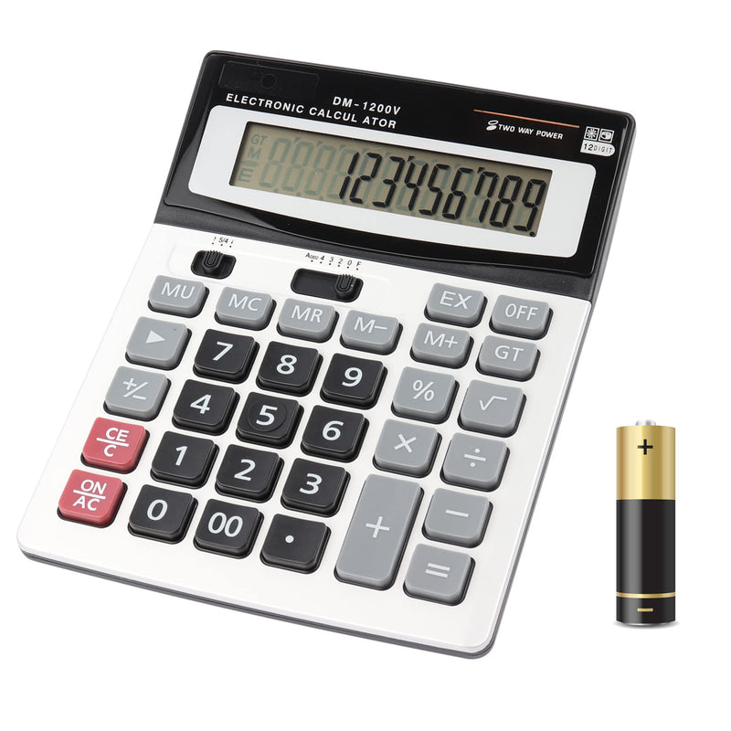 [AUSTRALIA] - Large Electronic Calculator Counter Solar & Battery Power 12 Digit Display Multi-Functional Big Button for Business Office School Calculating (1 x Calculator) Financial Calculator x 1 