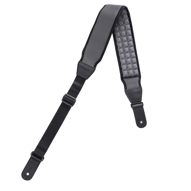 KLIQ AirCell Guitar Strap for Bass & Electric Guitar with 3" Wide Neoprene Pad and Adjustable Length from 46" to 56" (Regular), Grey One Size