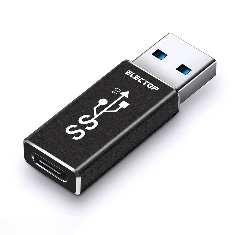 [10Gbps] USB 3.1 GEN 2 Male to Type-C Female Adapter, Support Double Sided 10Gbps Charging & Data Transfer, USB A to USB C 3.1 Converter Black