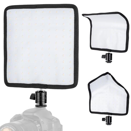 Fomito Foldable Flexible LED Video Light Panel, Dimmable On-Camera Soft Lighting,5600K CRI95, Splash-Proof for Studio Photography, Video Recording, Live Streaming, RX-8Ts Kit 5600K