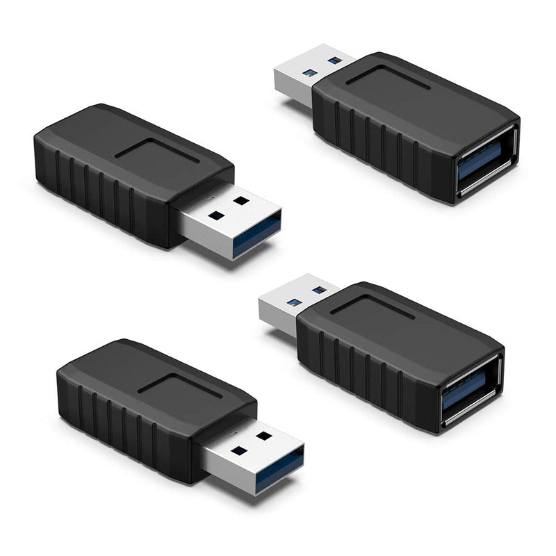 ELUTENG USB Coupler Male to Female 4Packs USB 3.0 Type A Adapter Superspeed 5Gbps USB Port Extension Connector Bridge Compatible with Laptop Computer Hard Drive Printer Camera