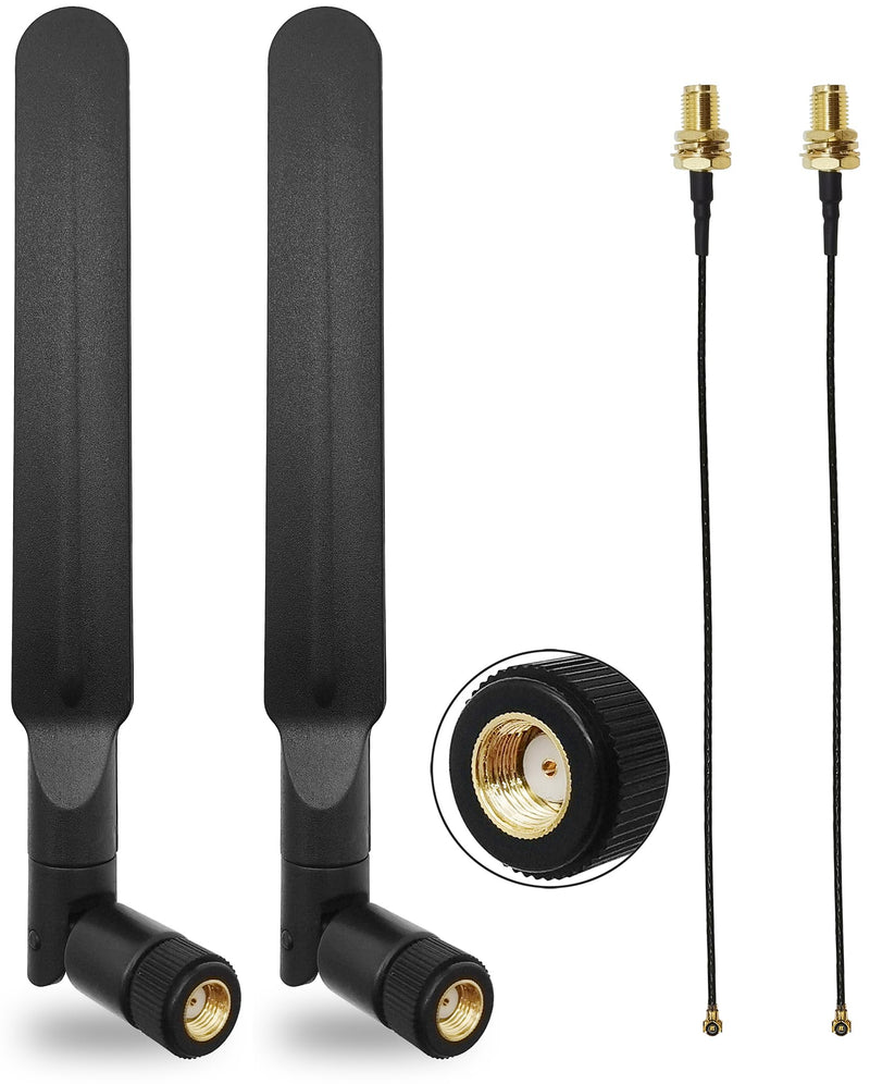Tri Band WiFi 6E Antenna RP-SMA Male + U.FL MHF4 Cable for M.2 NGFF PC Card | 6GHz 5GHz 2.4GHz 5dBi gain. UFL MHF4 to RP-SMA male cable. For M.2 wireless card, AX210 AX200, WiFi 6, WiFi 7