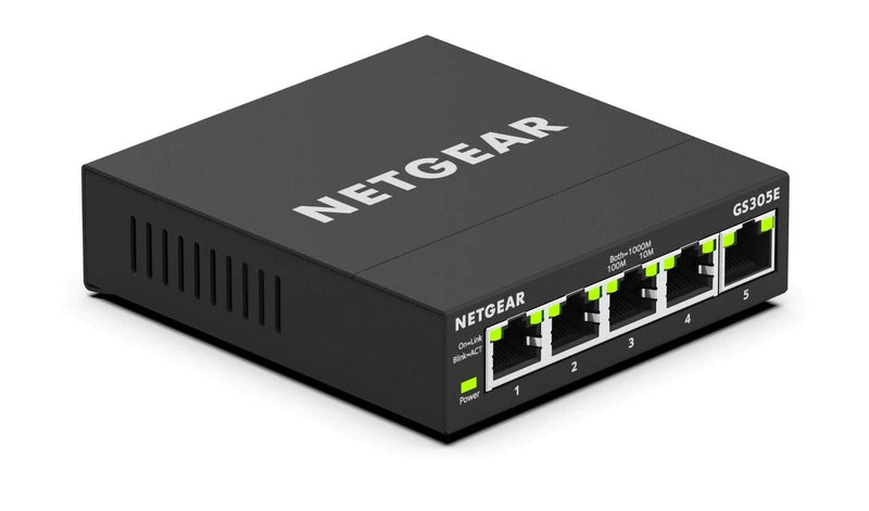 NETGEAR 5 Port Gigabit Ethernet Managed Network Switch (GS305E) - Desktop or Wall Mount, Home Network Hub, Office Ethernet Splitter, Silent Operation 5 Port with Enhanced Features