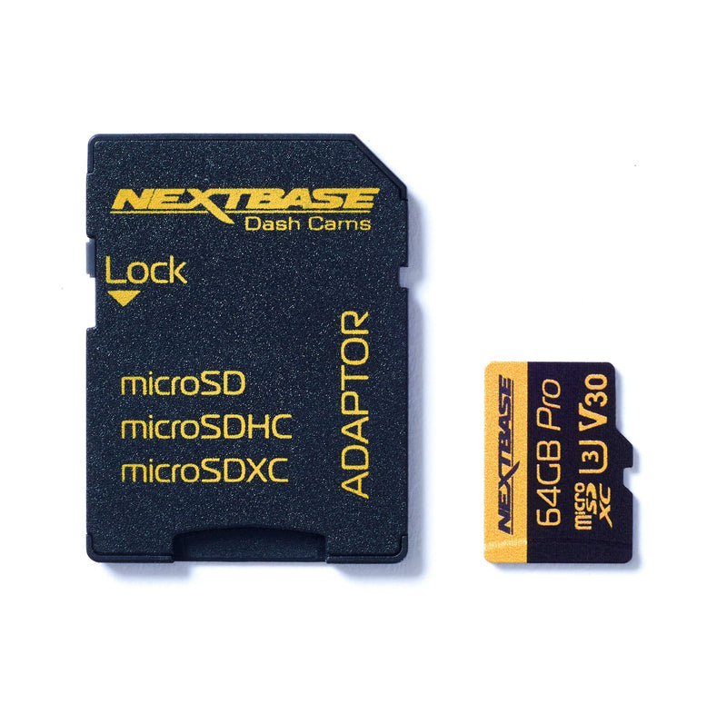 Nextbase 64GB U3 Micro SD Memory Card - with Adapter - Compatible with Nextbase in-Car Dash Cams Series 1 and 2