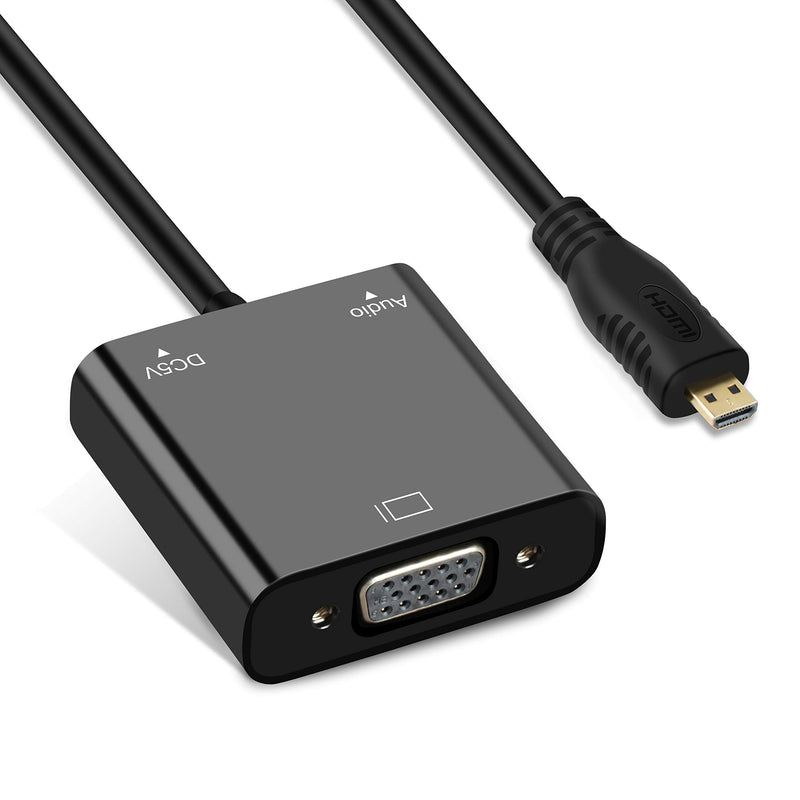avedio links Micro HDMI to VGA Adapter, Active Micro HDMI to VGA Video Converter with 3.5mm Stereo Audio, Micro HDMI to VGA Cable (Male to Female) Compatible with Laptop, Projector, HDTV, Chromebook