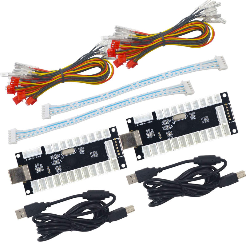 SJ@JX 2-Player LED USB Encoder to Arcade Joystick and LED Arcade Buttons for PC, MAME and Raspberry Pi Sanwa