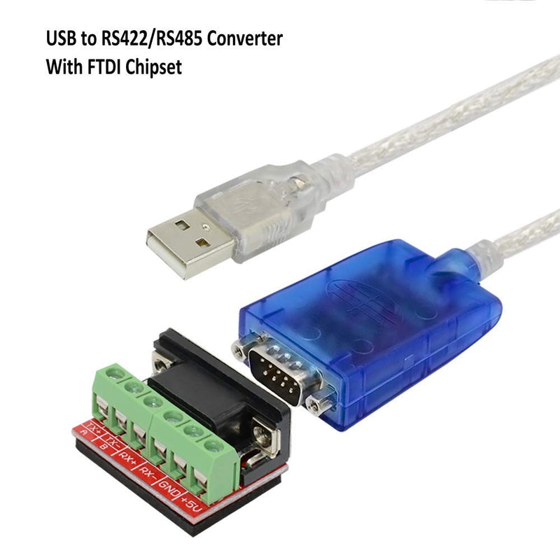 Jeirdus USB to RS422 RS485 Serial Port Converter Adapter Cable with FTDI Chip Support Windows 10, 8, 7, XP and Mac with ESD Protection (1.5ft/0.5Meter) 1.5ft/0.5Meter