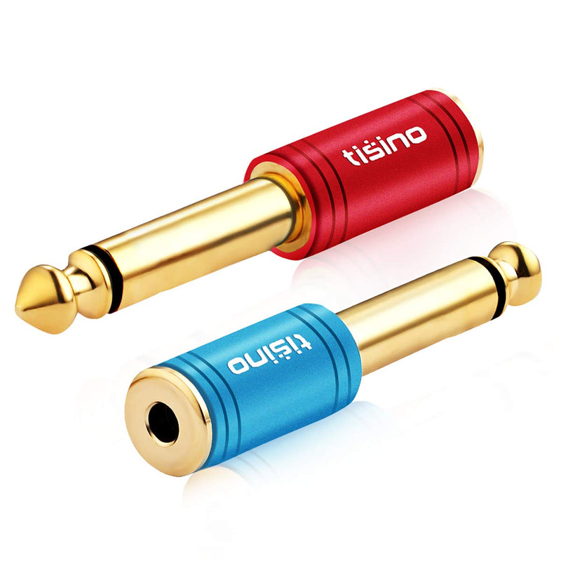 [AUSTRALIA] - Disino 1/4 Mono to 3.5mm Stereo Adapter, Gold Plated 6.35mm TS Male Plug to 1/8 inch TRS Female Audio Connector - 2 Pack 
