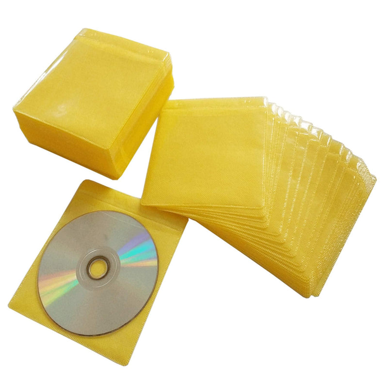 [AUSTRALIA] - HAPLIVES CD/DVD/BluRay Sleeves,Double-Sided Refill Plastic Sleeve for CD and DVD Storage Binders,100 Pack (Yellow) Yellow 