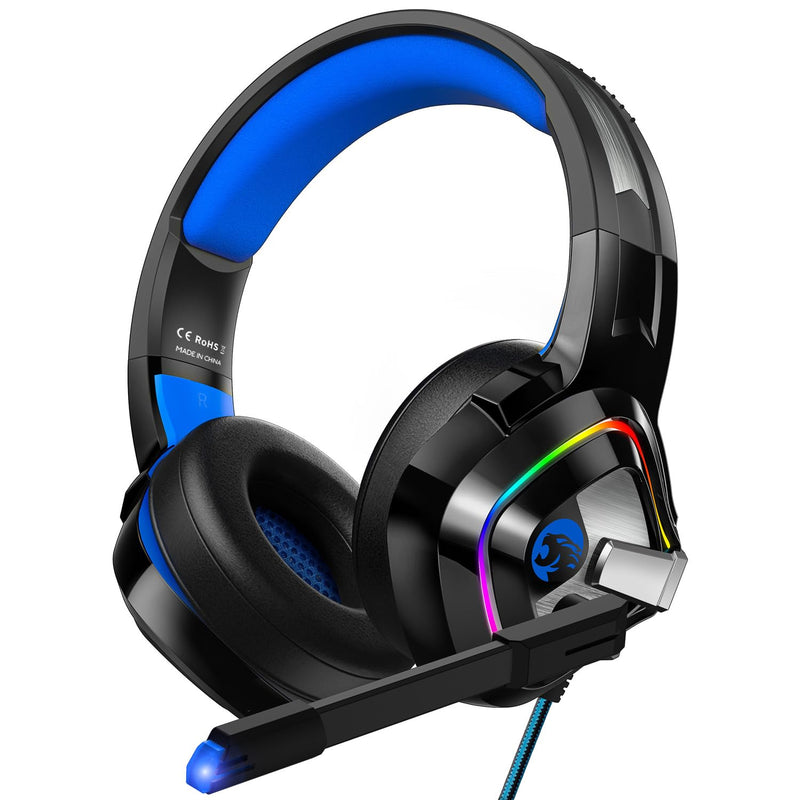[AUSTRALIA] - ZIUMIER Gaming Headset for PC, PS4, PS5, Xbox One, Xbox Series S/X, Switch, Noise Canceling Microphone, Stereo Surround Sound, 3.5mm Wired Gaming Headphones Blue 