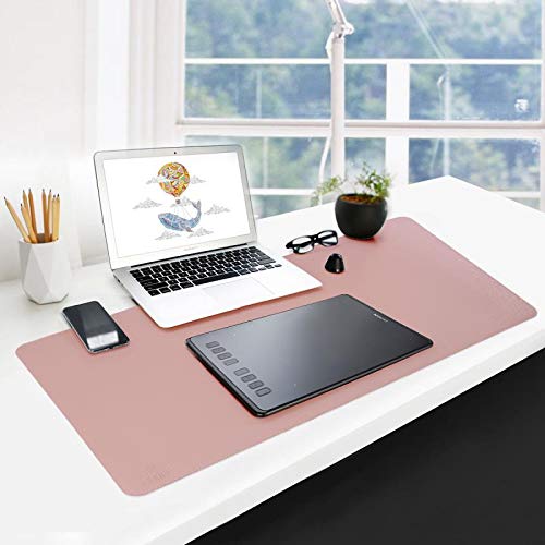 GUBEE PU Leather Multifunctional Office Desk Pad Mat,Waterproof Non-Slip Anti-Dirty Mouse Pad Mat for Office and Home,Travel,Large Size 31.5x15.75x0.08inch (Pink) Pink