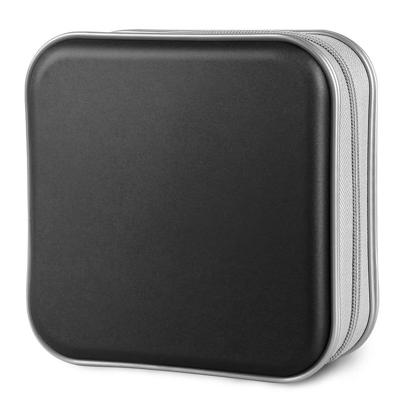 CD Case, 40 Capacity CD/DVD Case Holders Wallet Hard Plastic DVD Disc Cases Storage Binder for Car Home Office Travel (Black) Black
