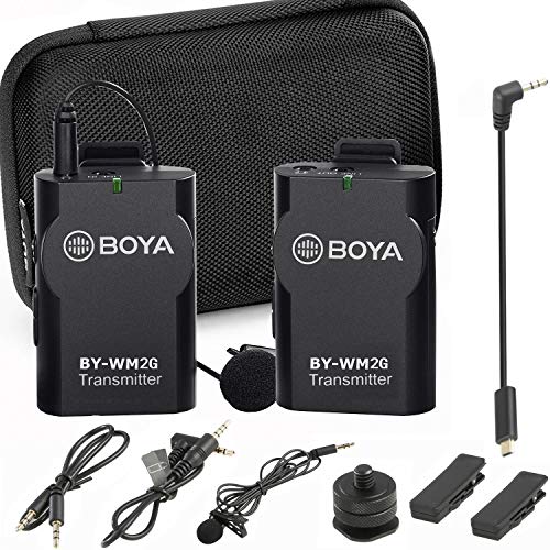 BOYA BY-WM2G Wireless Microphone for Smartphone, Tablet, DSLR, Camcorder, Audio Recorder, PC - Up to 50m Operation Range, One Year Warranty