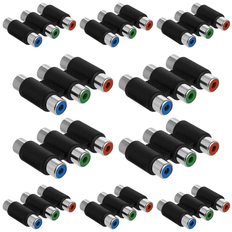 [AUSTRALIA] - Cmple – 3-RCA Jacks Coupler Jointer – RGB Female 3-RCA Adapter Extension AV Audio Video F/F Cable Connector - (10 Pack) 10 Pack 3-RCA Red-Green-Blue 