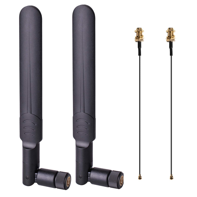 2 x 8dBi WiFi RP-SMA Male Antenna 2.4GHz 5.8GHz Dual Band | 2 x 15CM U.FL/IPEX to RP-SMA Female Pigtail Cable for Mini PCIe Card Wireless Routers, Repeater, FPV UAV Drone and PS4 Build