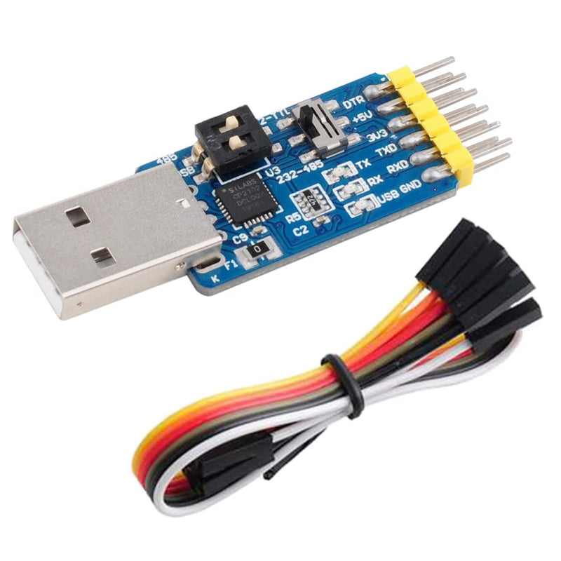 CP2102 6 in 1 USB to TTL Serial Adapter Module USB to TTL 485 232,TTL to 232 485,RS232 to 485 + 4P Dupont Cable Jumper Wire Female to Female for Nextion Display Beitian GPS Arduino Windows