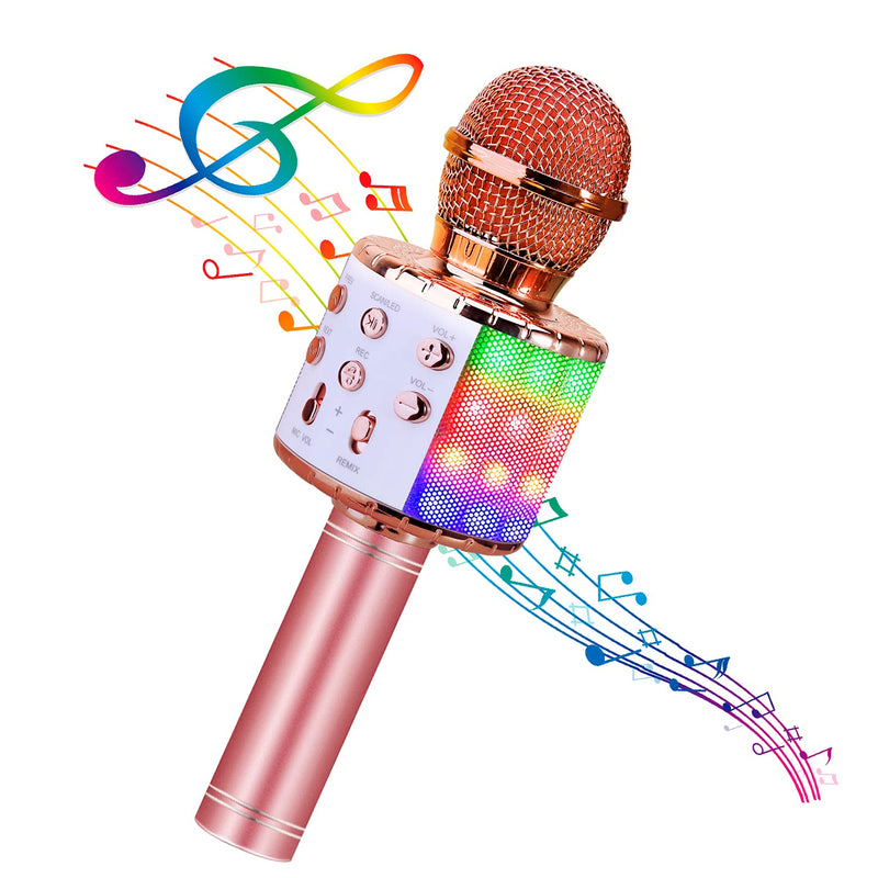 [AUSTRALIA] - BlueFire 4 in 1 Karaoke Wireless Microphone with LED Lights, Portable Microphone for Kids, Great Gifts Toys for Kids, Girls, Boys and Adults (Pink) Pink 
