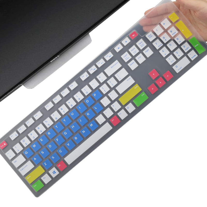 Keyboard Cover for Dell KM636/KB216/Dell Optiplex 5250 3050 3240 5460 7450 7050/Dell Inspiron 3475/3670/3477 Dell Inspiron 27 7000 7700 7790, Inspiron 24 5000 5400 5490 All-in-One Keyboard Cover-CB Candy Blue