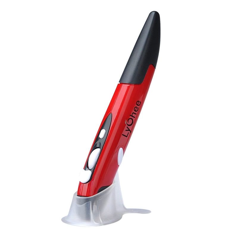 Wireless Optical Pocket Pen Mouse, Lychee 2.4GHZ USB Wireless Optical Pen Mouse 800/1200/1600 DPI Adjustable Handwriting Mini Air Mouse Mice for PC Laptop Notebook Computer Mac (Red) Red