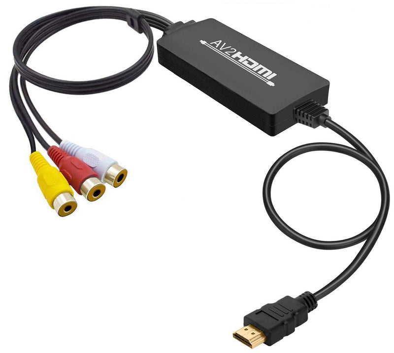 RCA to HDMI Converter, 1080P RCA Composite AV to HDMI Video Converter Cable Compatible with Wii NES N64 PS2 Xbox 360 Sega Genesis VHS VCR DVD Players to Modern TV