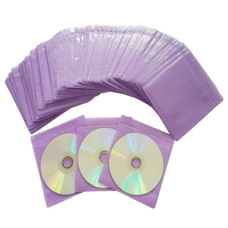 [AUSTRALIA] - 100 Pack Premium CD DVD Sleeves,Thick Non-Woven Material Double-Sided Refill Plastic Sleeve for CD and DVD Storage Binders Disc Case (Purple) Purple 