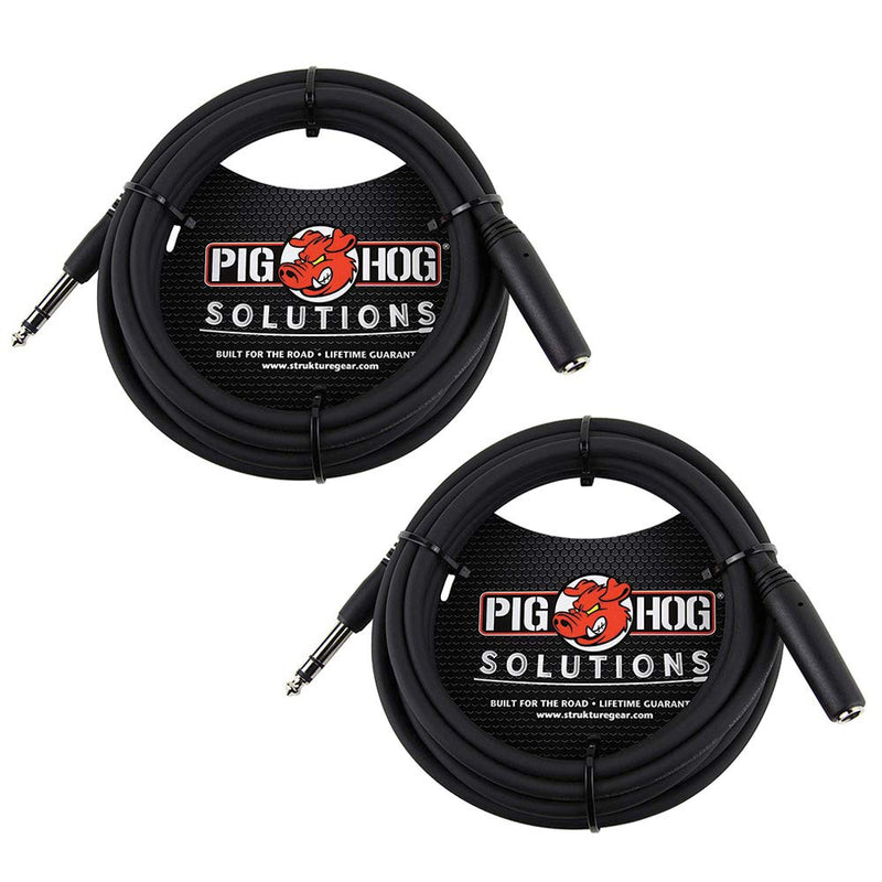 [AUSTRALIA] - Pig Hog PHX14-10 1/4" TRSF to 1/4" TRSM Headphone Extension Cable, 10 Feet (2-Pack) 