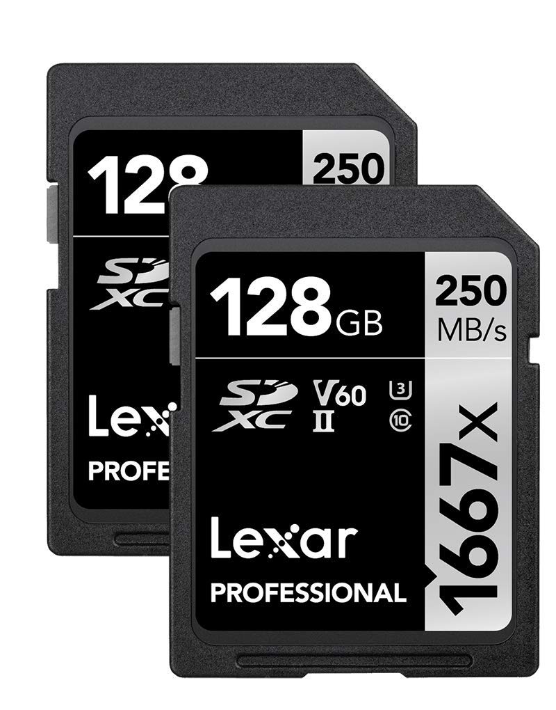 Lexar 128GB (2-Pack) Professional 1667x SDXC Memory Cards, UHS-II, C10, U3, V60, Full-HD & 4K Video, Up To 250MB/s Read, for Professional Photographer, Videographer, Enthusiast (LSD128CBNA16672) 2-Pack