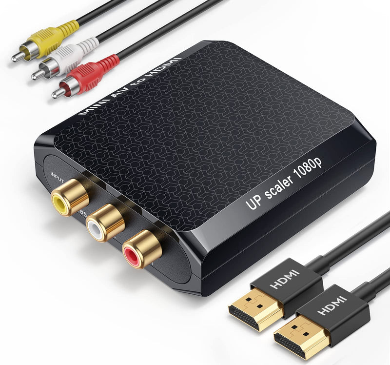 WENTER RCA to HDMI Converter, 1080P AV to HDMI Converter, Mini Composite CVBS Audio Video Adapter Supports PAL/NTSC for VCR/VHS/Xbox/PS3/STB/N64/Wii/TV/PC/Blue-Ray DVD Players RCA to HDMI Converter with RCA + HDMI cable