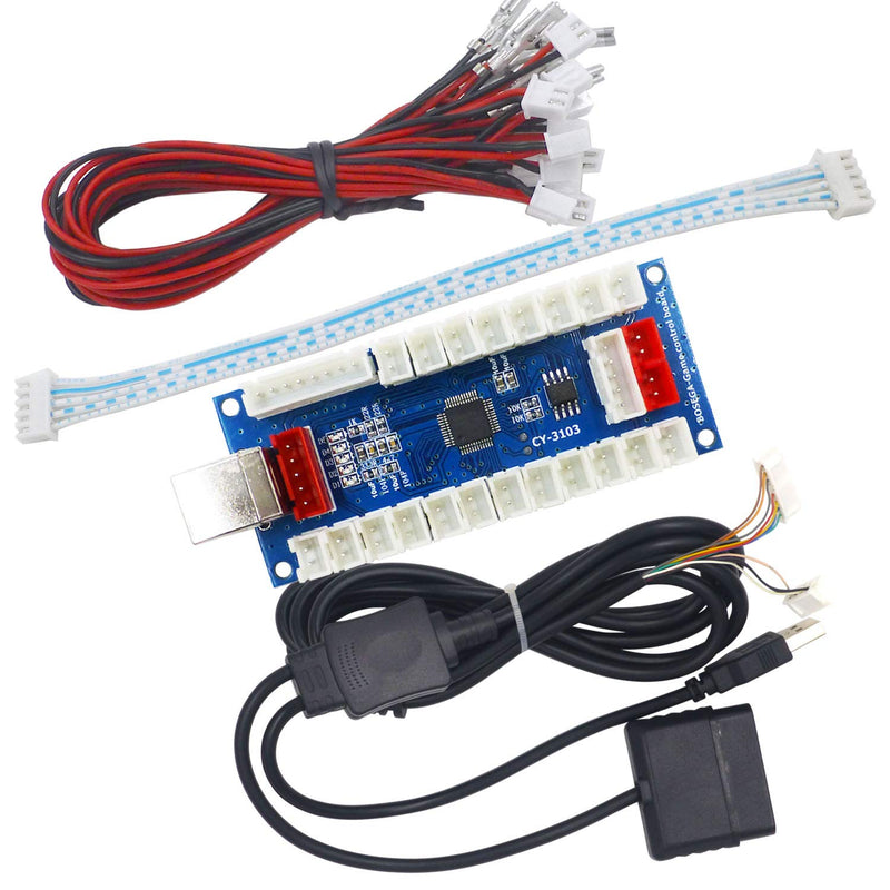 SJ@JX Arcade Controller Zero Delay Encoder PCB Board Arcade DIY Kit Joystick Button 5V Power for PC Raspberry Pi Android PS2 PS3 Sanwa