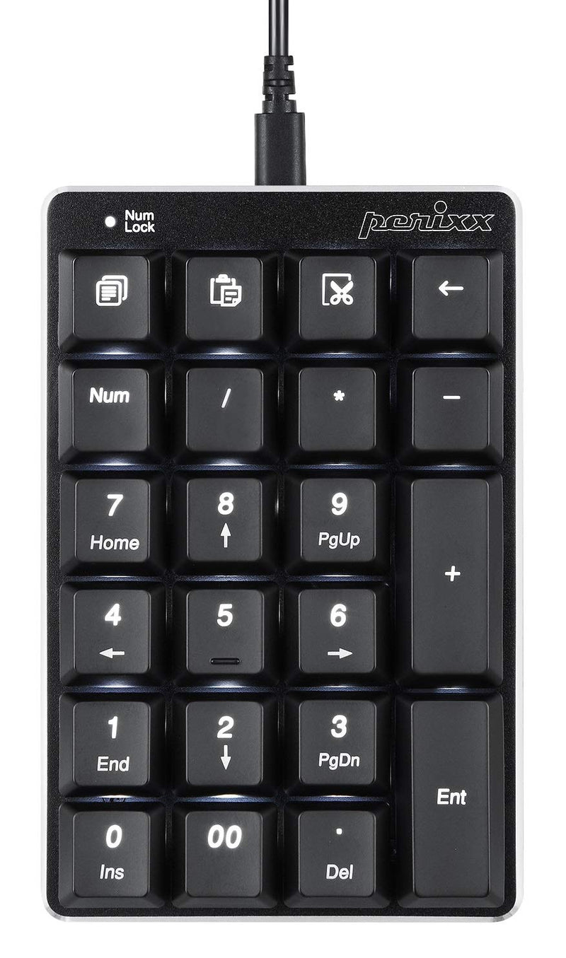 Perixx PERIPAD-303B, Backlit Mechanical Numeric Keypad - USB - Office Shortcut Keys - Full Size 22 Keys - Kailh Brown Switch Keys