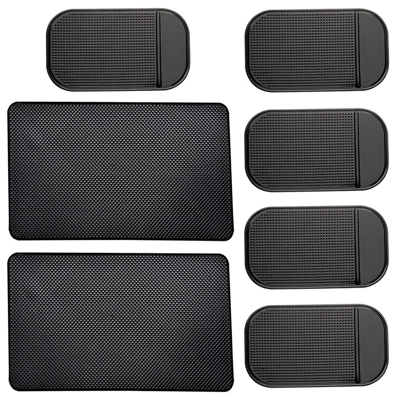7 Pack Car Dashboard Anti-Slip Mat, 2 Sizes Heat Resistant Sticky Non-Slip Ripple Gel Latex Dash Grip Pad for Cell Phone Sunglasses Keys by ACKLLR,Black