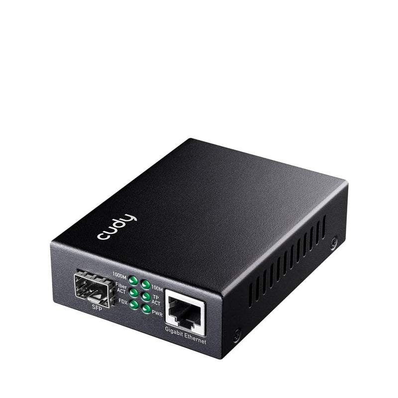 Cudy Gigabit SFP to RJ45 Media Converter Plug and Play Metal, MC220 | GbE fiber uplink to RJ45 format bridge, 1.25G fiber uplink Slot, DC Powered, Hot-Pluggable Module, Link-Loss-Forwarding