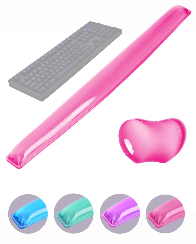 Silicone Gel Keyboard Wrist Rest Set Plus Keyboard & Mouse Wrist Support Pad Office, Computer, Laptop, Mac - Durable, Comfortable and Pain Relief - Pink Set Pink Wrist Rest Set-plus-(new Upgrade Packaging)