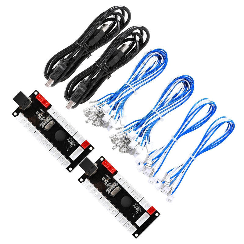 GUWARRY 2-Player Zero Delay USB Encoder PC to HAPP Joysticks/HAPP Arcade Buttons for PC, MAME, Raspberry Pi, Arcade1Up - Three 5V Power Output for led Joysticks/LED Daisy Chain/LED Arcade Buttons HAP+4.8