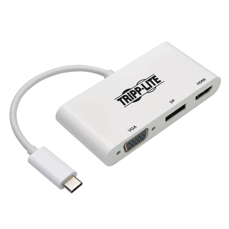 Tripp Lite USB C to HDMI/DisplayPort/VGA Adapter (M/F), USB 3.1 Gen 1, Thunderbolt 3 to HDMI/DisplayPort/VGA, 4K Adapter, White (U444-06N-HVDPW)