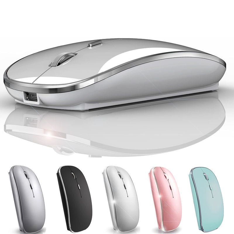 Rechargeable Wireless Mouse for Mac Wireless Mouse for Laptop iMac MacBook Pro MacBook Air Desktop Computer Chromebook Windows (Silver) silver