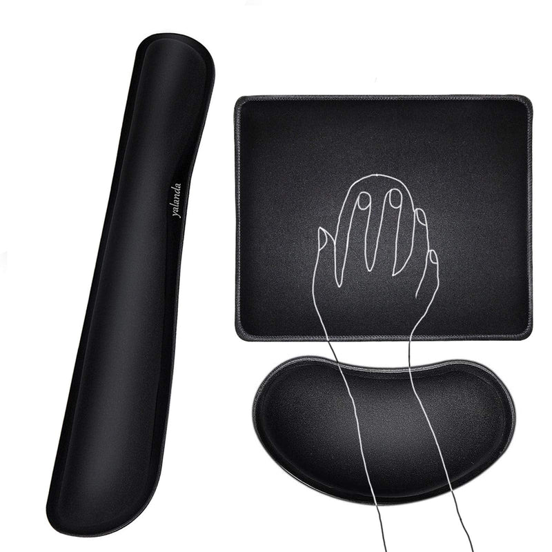 Keyboard Wrist Rest + Mouse Pad + Mouse Wrist Rest Support Set, Memory Foam, Easy Typing Pain Relief, 3Pcs Keyboard Mouse Pad Set for Computer, Laptop, Home & Office (SKK-330) SKK-330